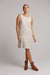 ladies women a line knee length sleeveless linen dress in tusk off white 