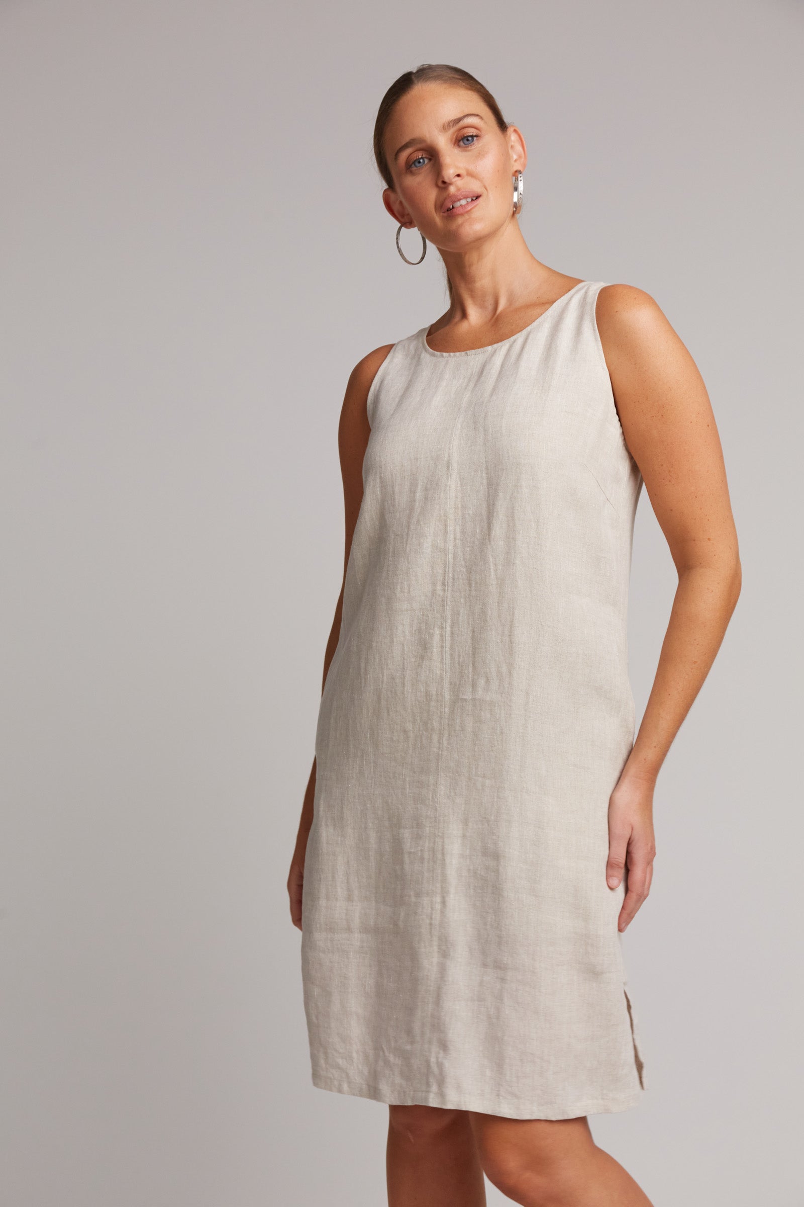 eb&ive tusk sleeveless linen studio midi dress 