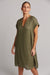 eb&ive Linen Studio dress in khaki green midi length  