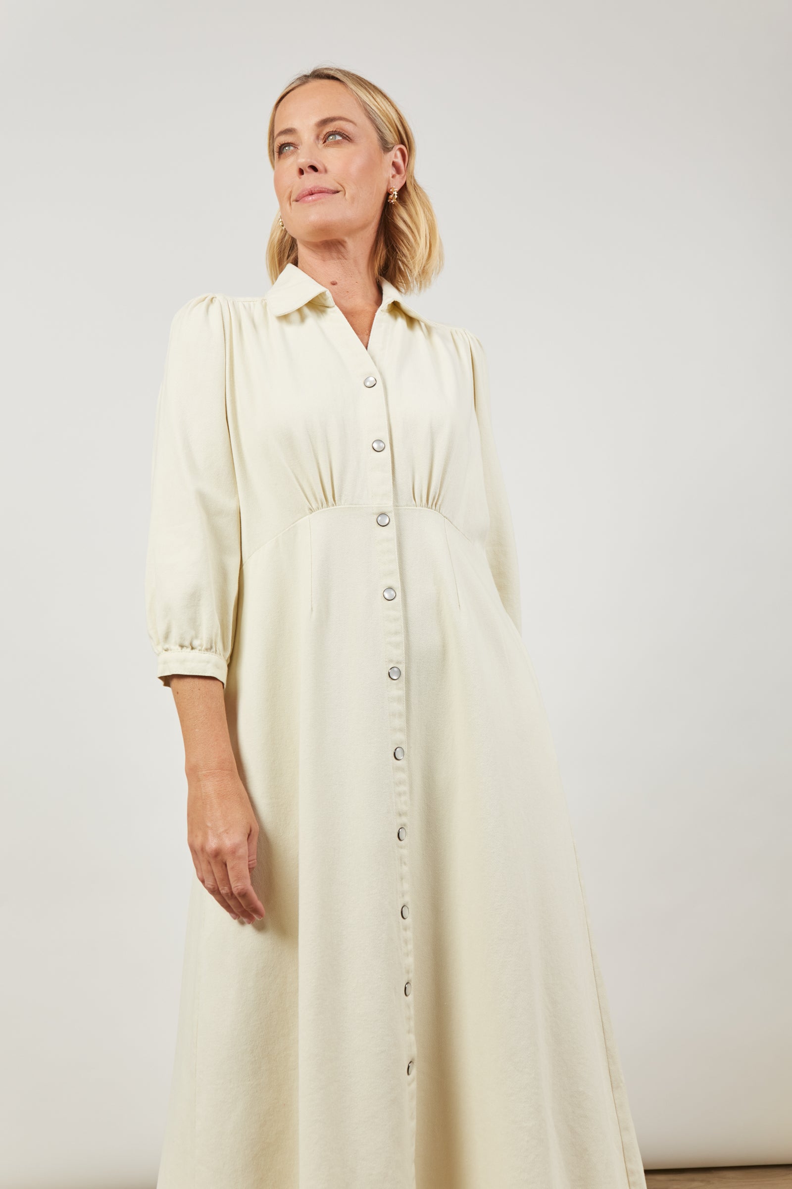 Ladies Urban Denim Maxi Shirt Style Dress in Creme/Cream from Isle of Mine