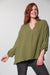 haven sky top in fern green long sleeve relaxed fit