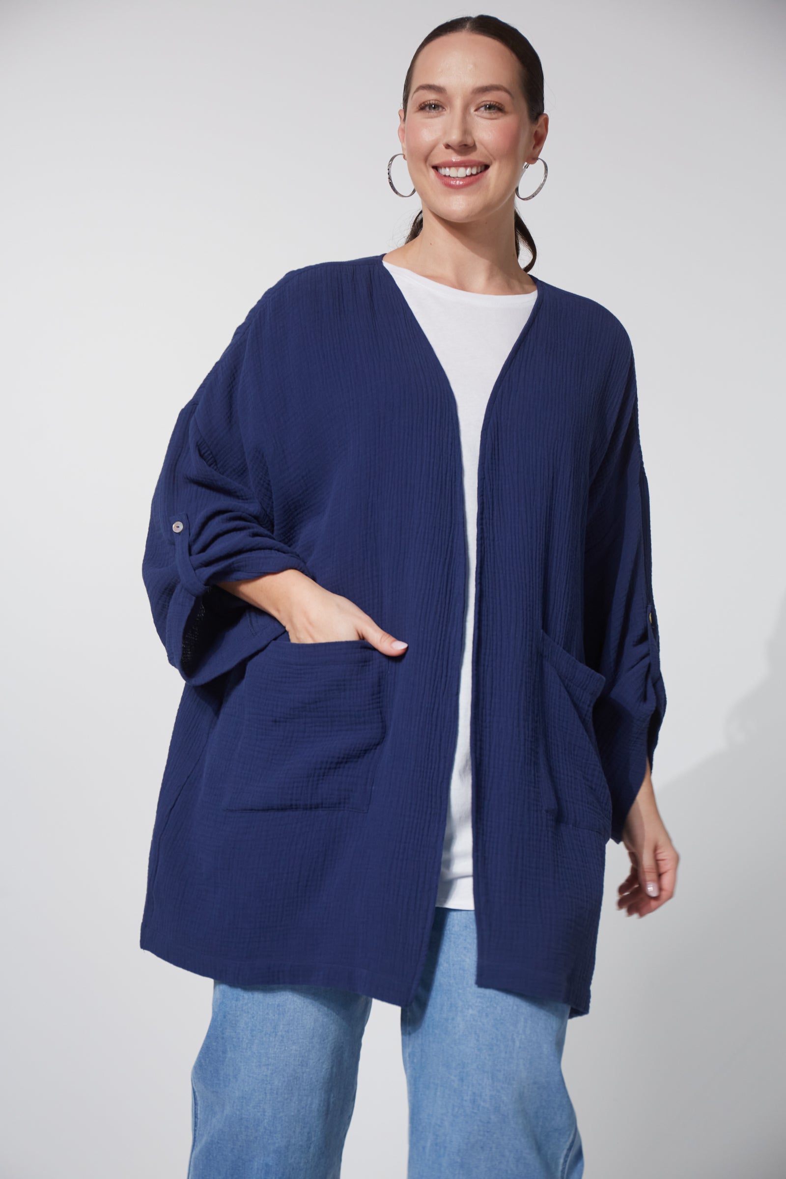 Midnight Blue Sky Cotton Jacket from Haven 