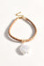 Women's Nude beige natural Plaited Leather Bracelet with a Pearl Drop by Adorne.