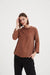 Ladies Women's brown long sleeve blouse top by Tirelli Mock Neck