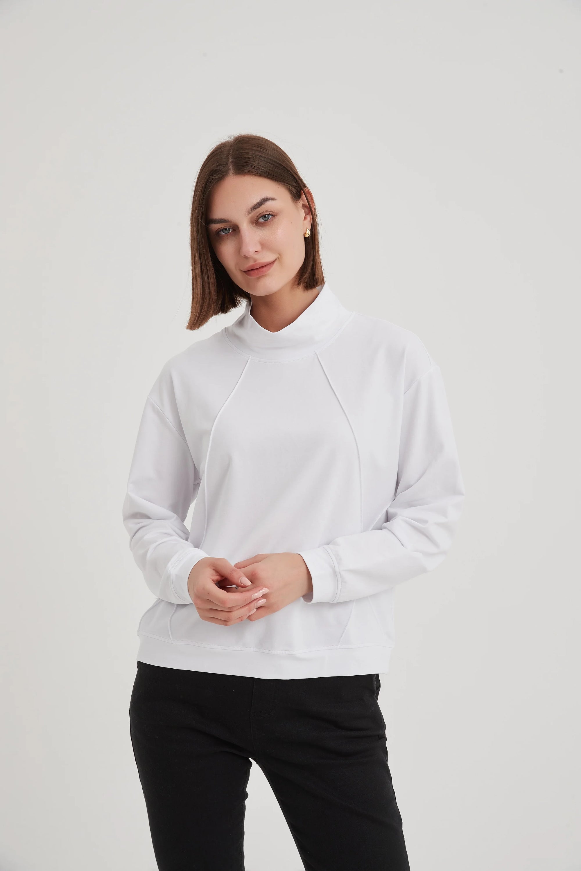 White Tirelli Seam Detail Sweat Top 