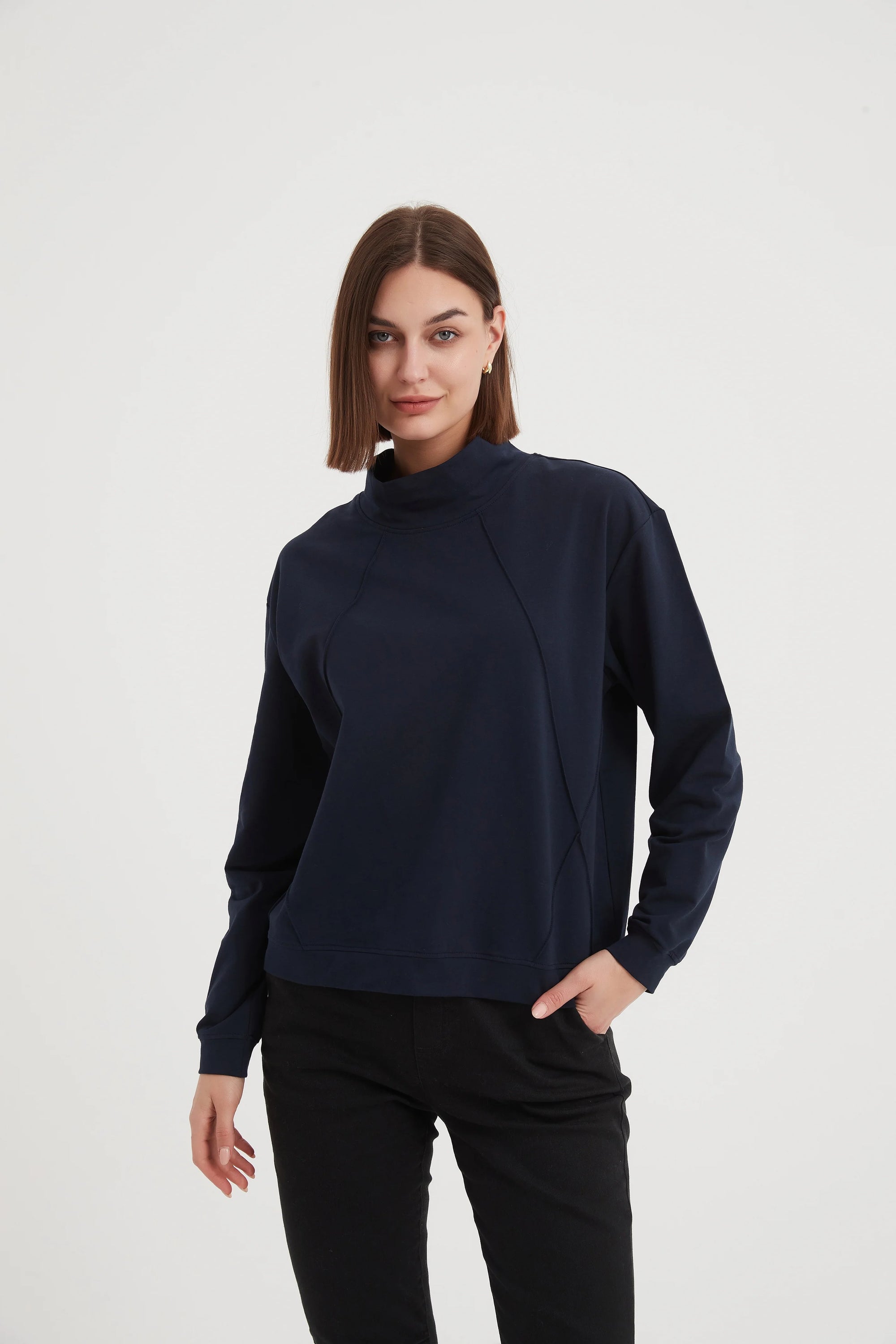 White Tirelli Seam Detail Sweat Top 