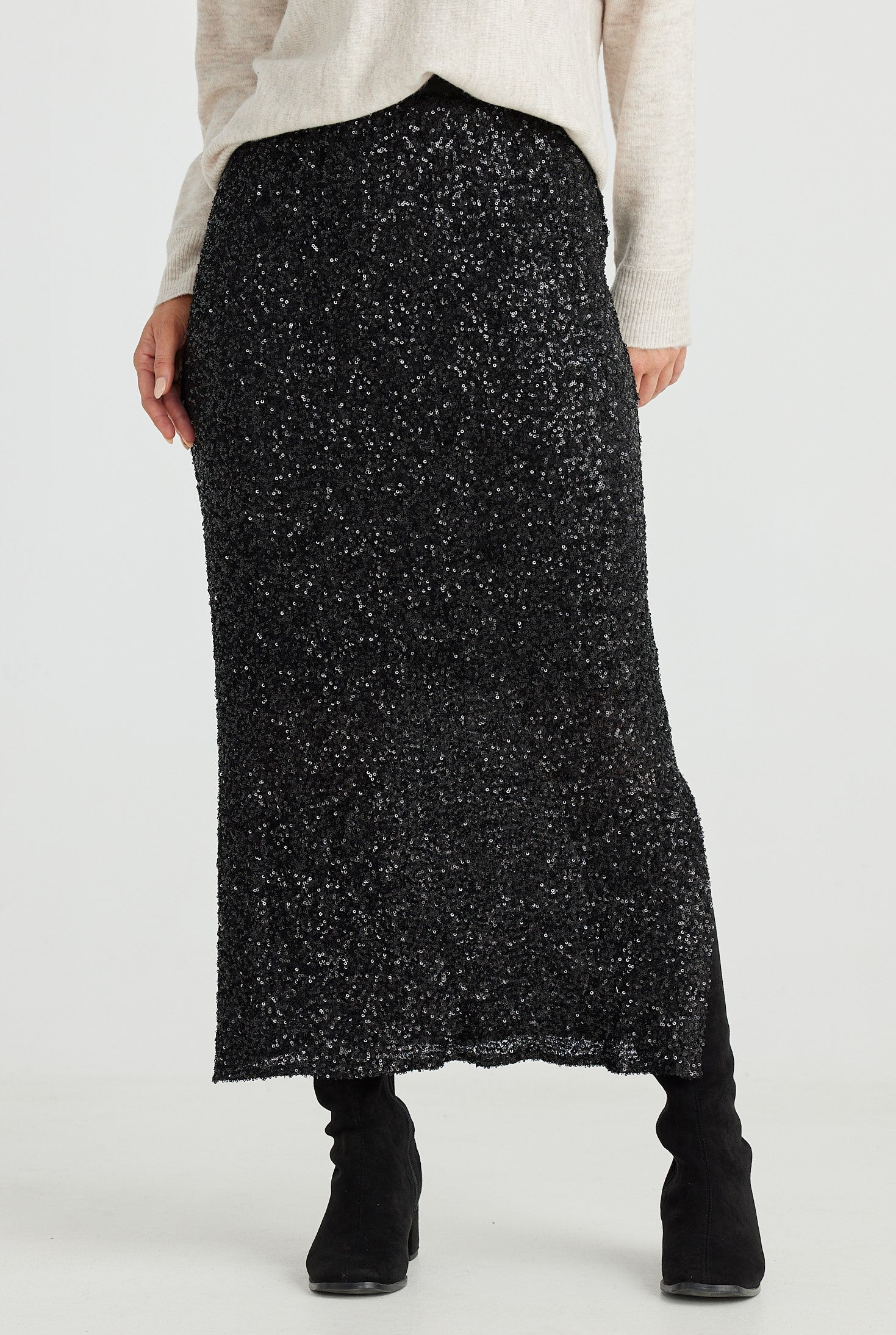 Dazzle Skirt in Black Sequin by Brave True Kindred Spirit Kindred Spirit Boutique Gift