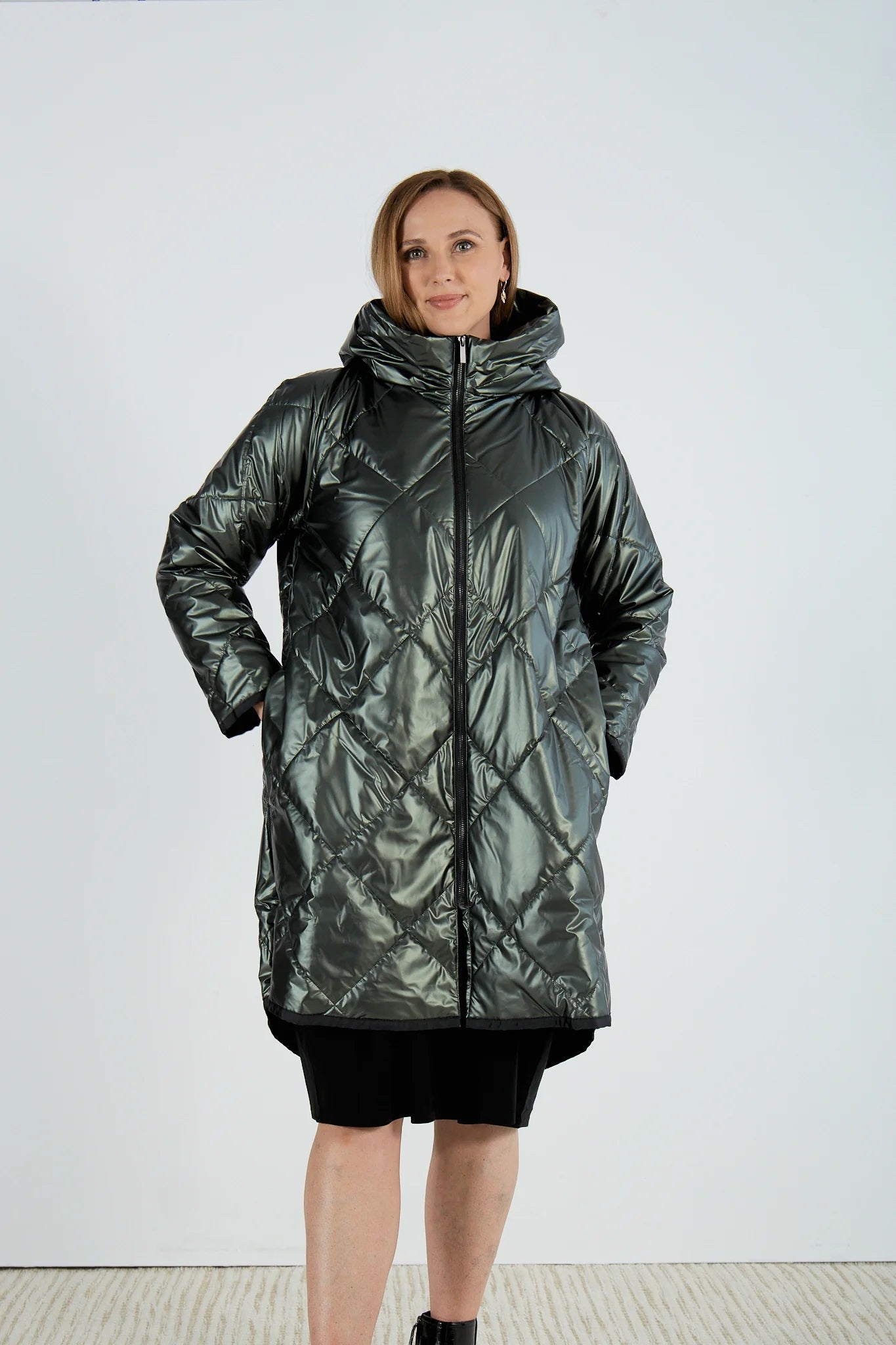 Metalic Zip Winter Coat