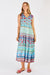 Ladies Elisie Sleeveless maxi Dress in blue red and green with v-neck by LulaLife.