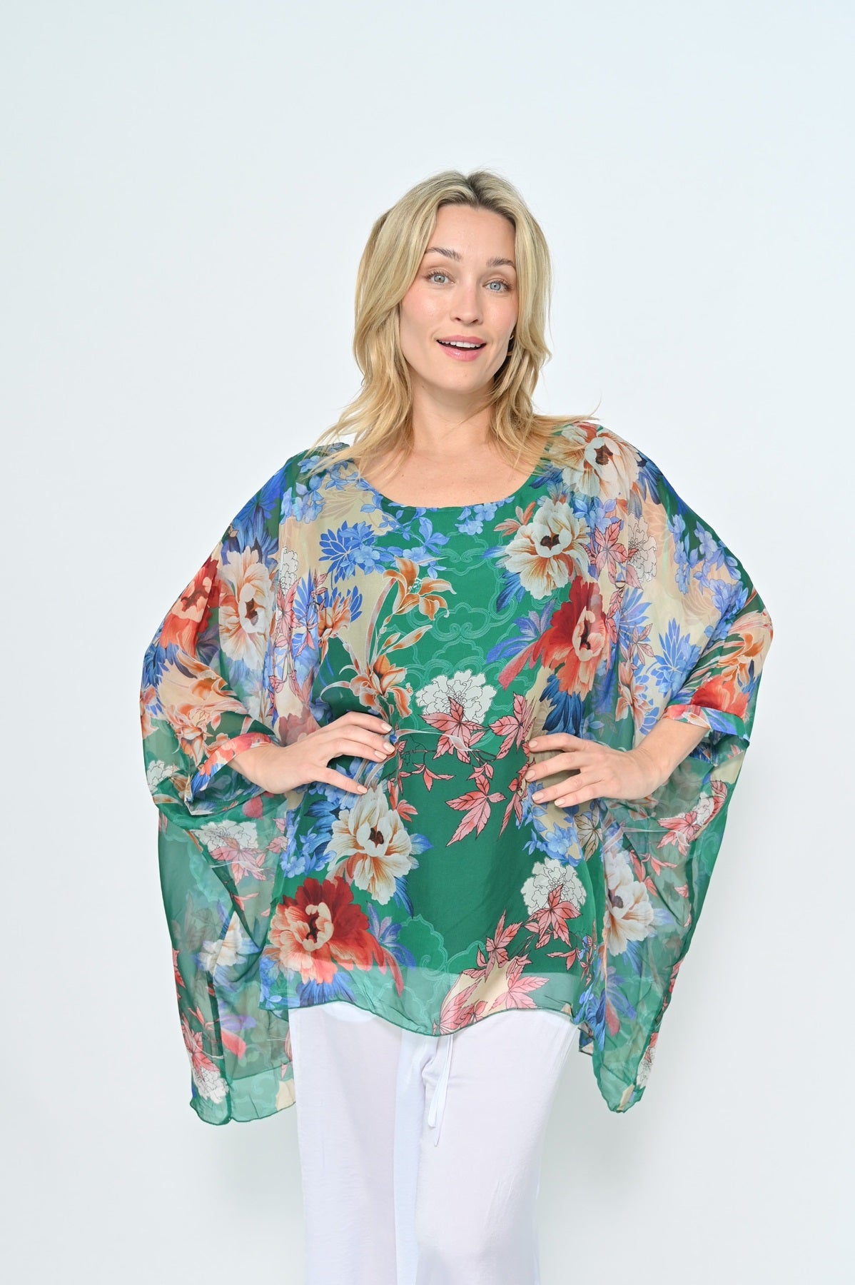 Floral Silk Kaftan Top