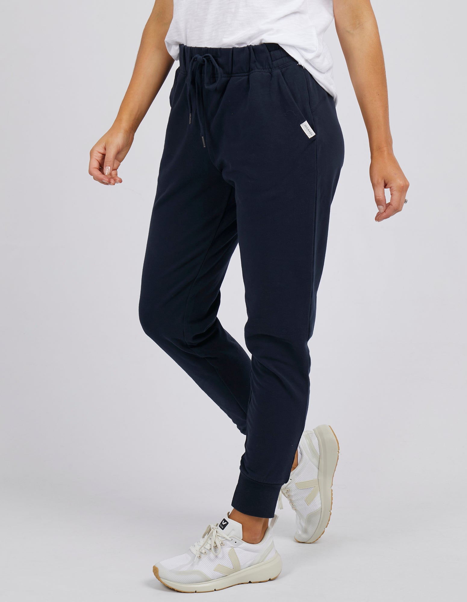 Foxwood Lazy Days Pant in Navy Blue with tie waist and pockets.