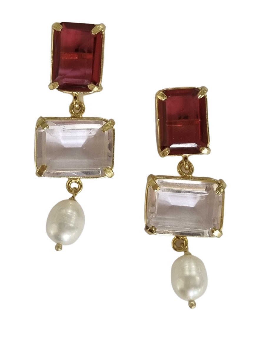 Gem Drop Pearl Earrings