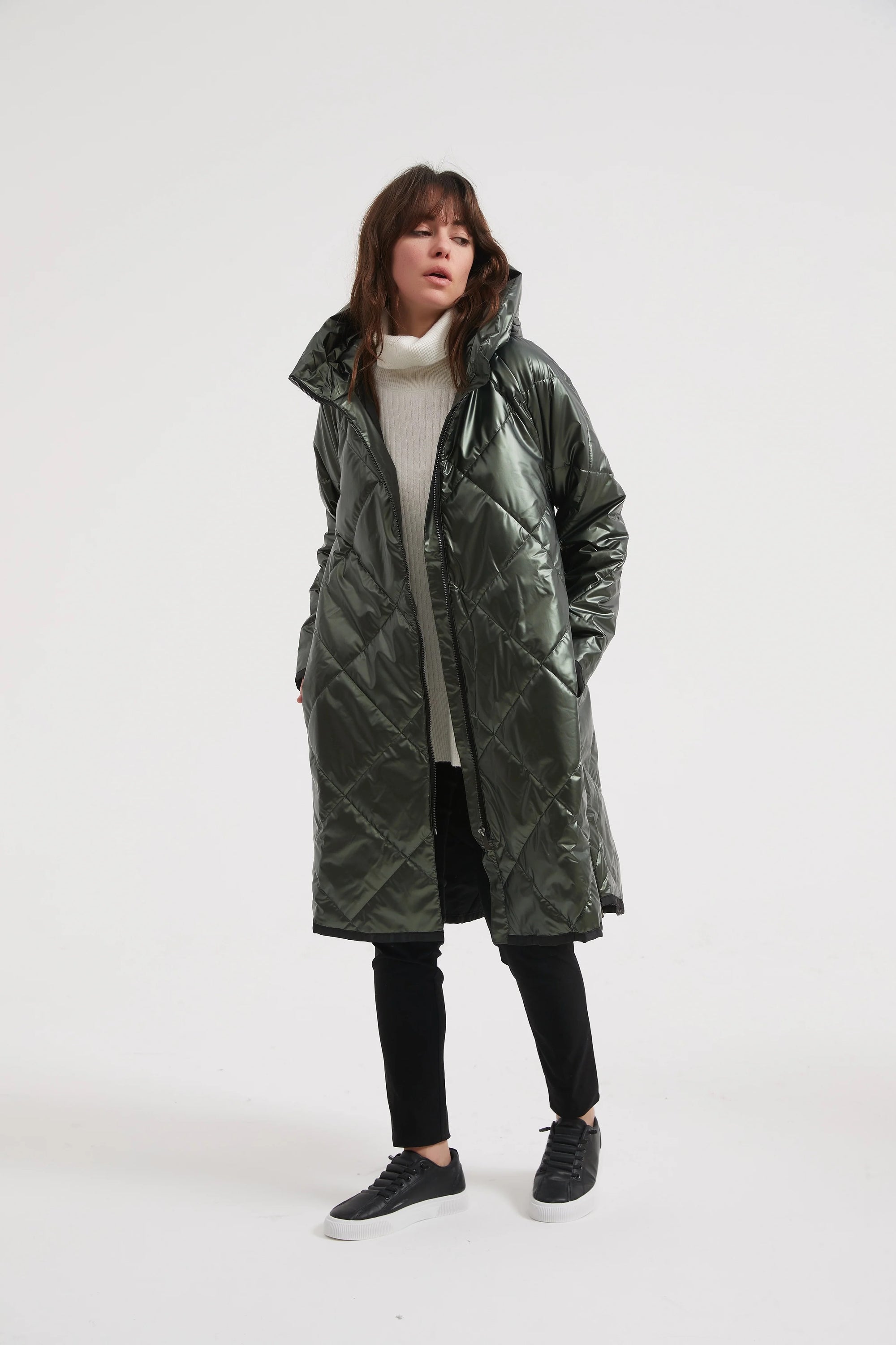 Metalic Zip Winter Coat