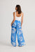 Lightweight wide leg trousers by Holiday in blue and white leaf print