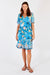 LuLaSoul's Amalfi Midi Dress in blue floral and geometric print with v-neck, short sleeves and is tiered.