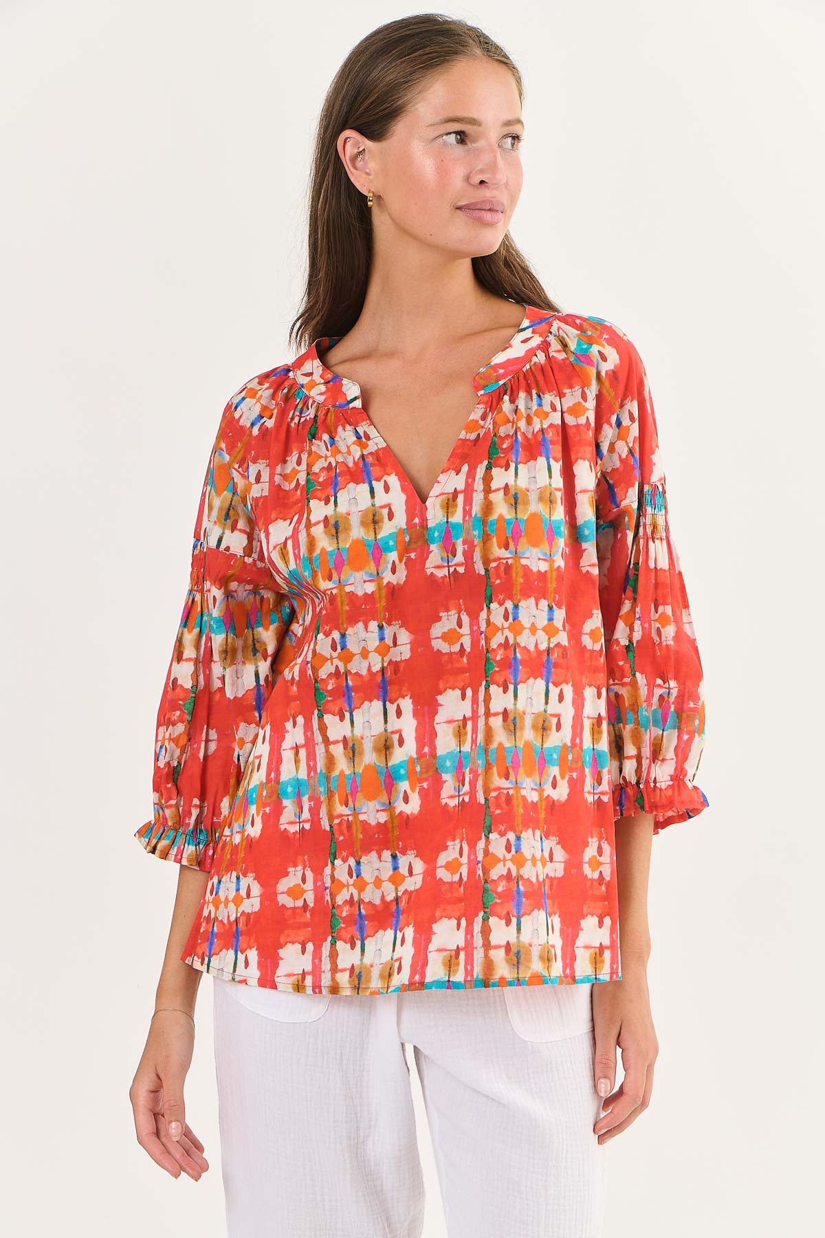 Ladies Namastai Tutti Frutti Print Cotton Top.