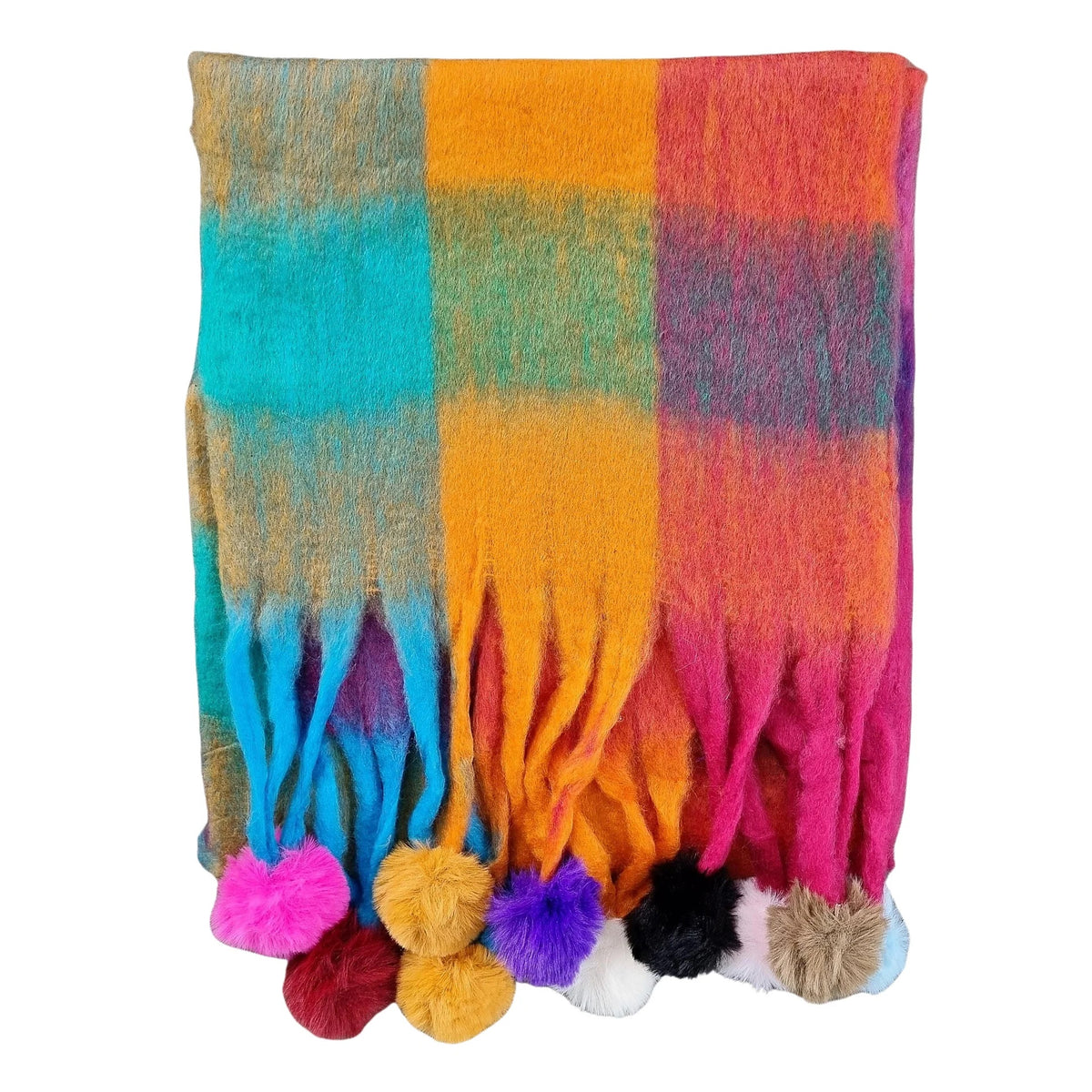 Pom Pom Check Scarf