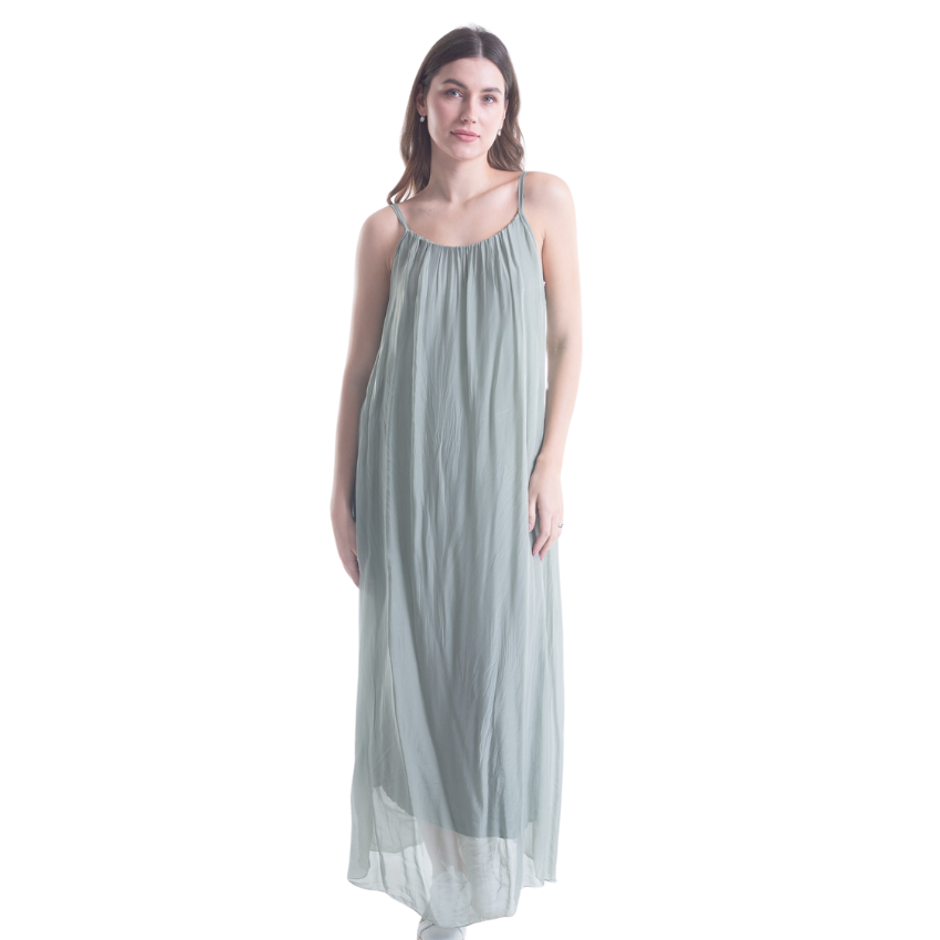 Silk Spaghetti Maxi Dress