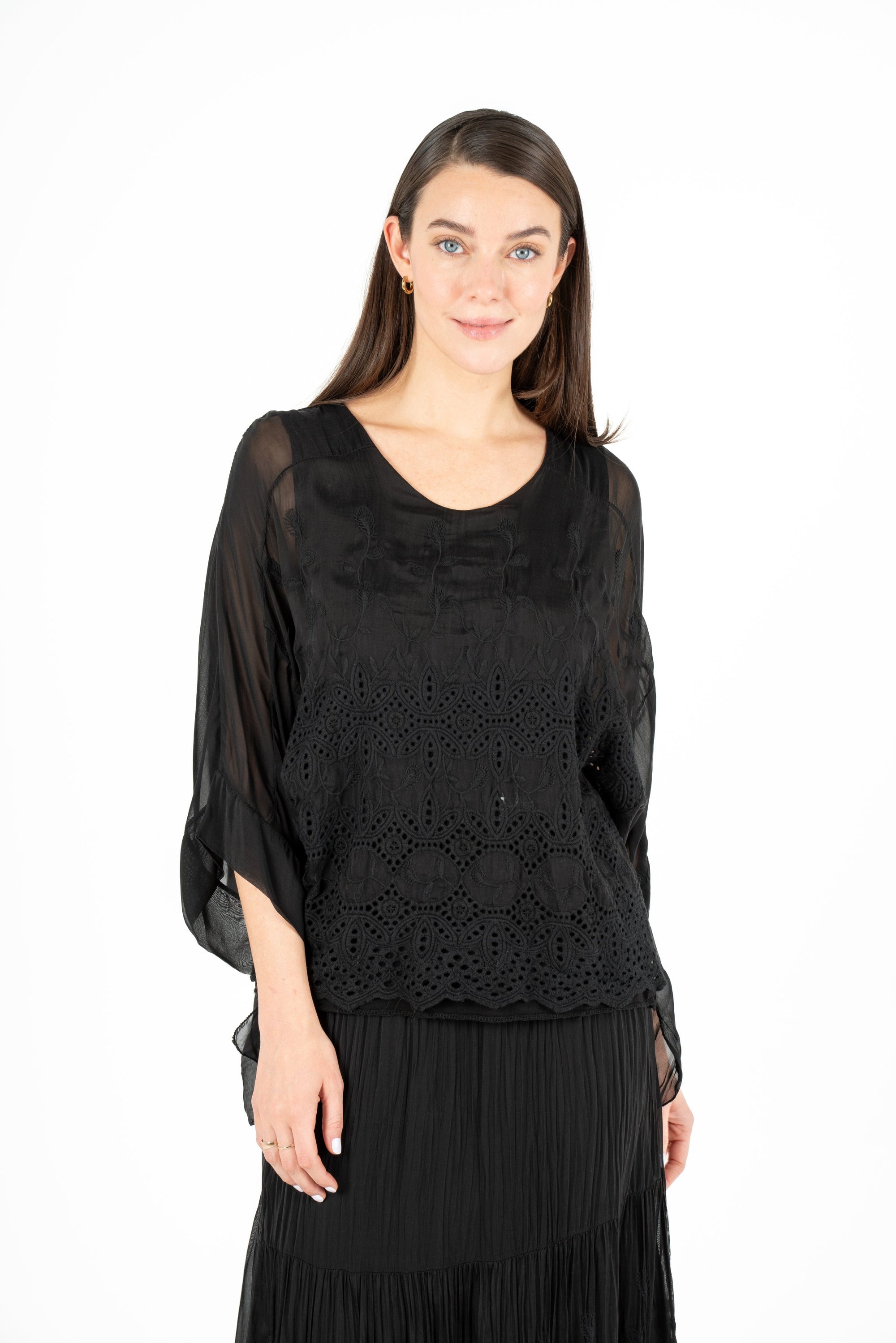 Silk Layered Embroidered Top