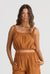 Isla Crop Cami Top in Tan Brown Broderie by Talisman.