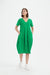 Relaxed Fit with pockets, V-neck short sleeve diagonal seam dress by Tirelli in Cool Green.