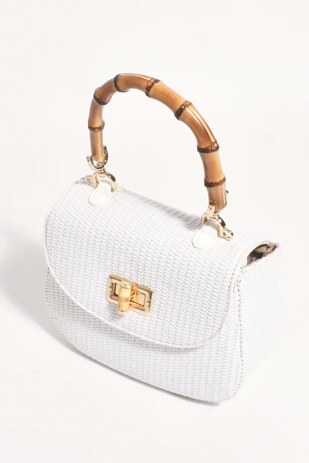 Marissa Woven Bamboo Curved Mini Bag