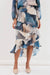 Adorne's Peta Frilled Skirt in Blues, Creams and Naturals in a below knee length.