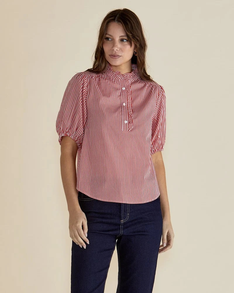 Women&#39;s Avery Red Stripe Blouse by Betty Basics.