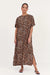 Adorne's Ryan Luxe Cupro Maxi Dress in Leopard Print.