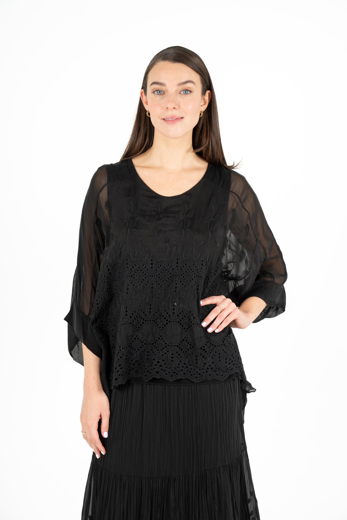 Silk Layered Embroidered Top