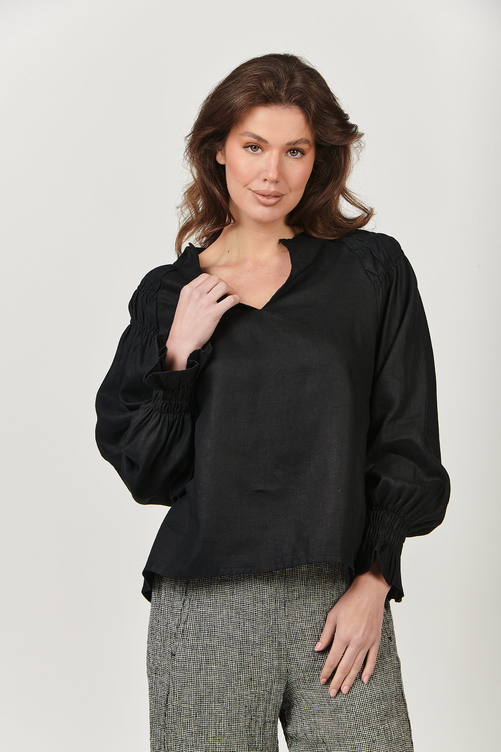 Linen Ruffle Top