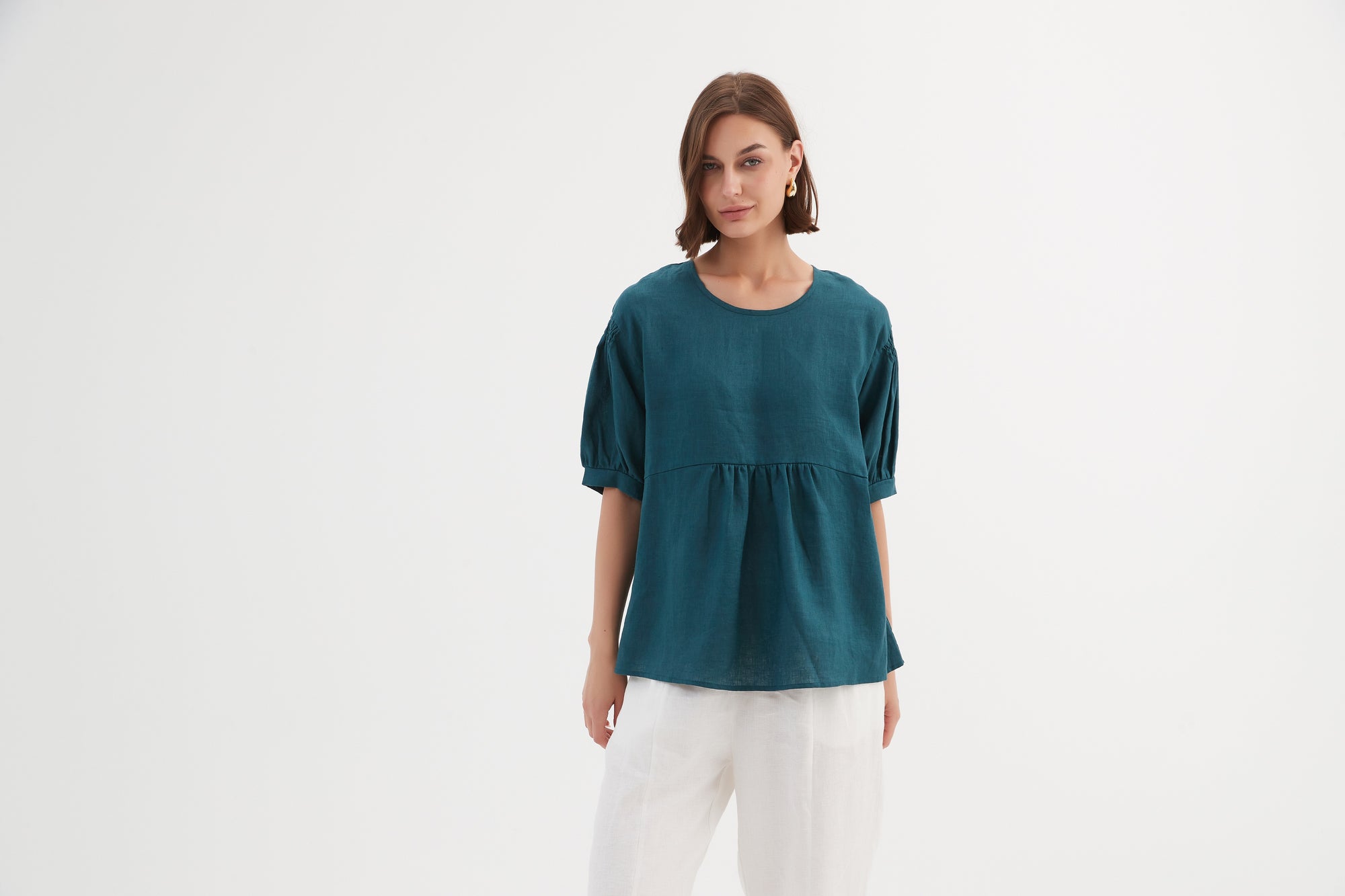 Bishop Sleeve Shirring Top