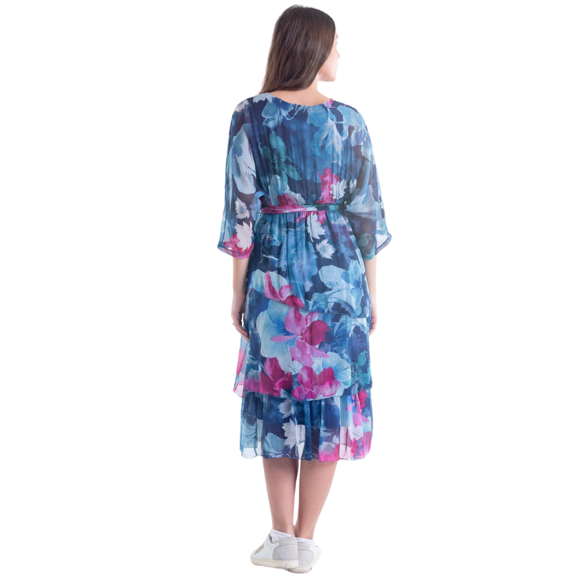 Floral Silk Tiered Dress