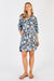 LulaLife Mia Shirtmaker Midi Dress in Navy a blue and white swirl / floral print.