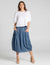 Boom Shankar Chambray Blue Guru Midi Skirt with front pockets.