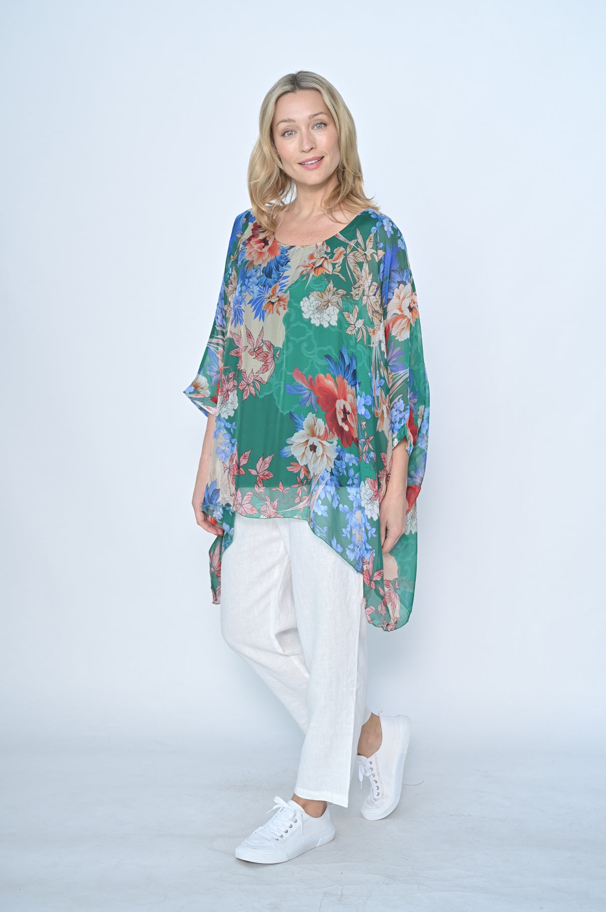 Floral Silk Kaftan Top