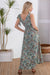 Cienna Syrena Sleeveless Maxi Wrap Dress in Green Red & Gold 