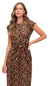 Ebby & I Balmain Leopard Sleeveless Maxi Dress with Twist waist and front offset split.