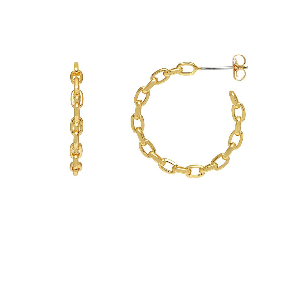 Estella Bartlett Gold Plated Medium Chain Hoop Earrings.