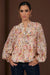 Adorne's issy Belfast Top with Long Sleeves, floral print and vneck.