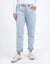 Foxwood Juliette Jogger jeans in vintage light blue with elastic waist with tie. 