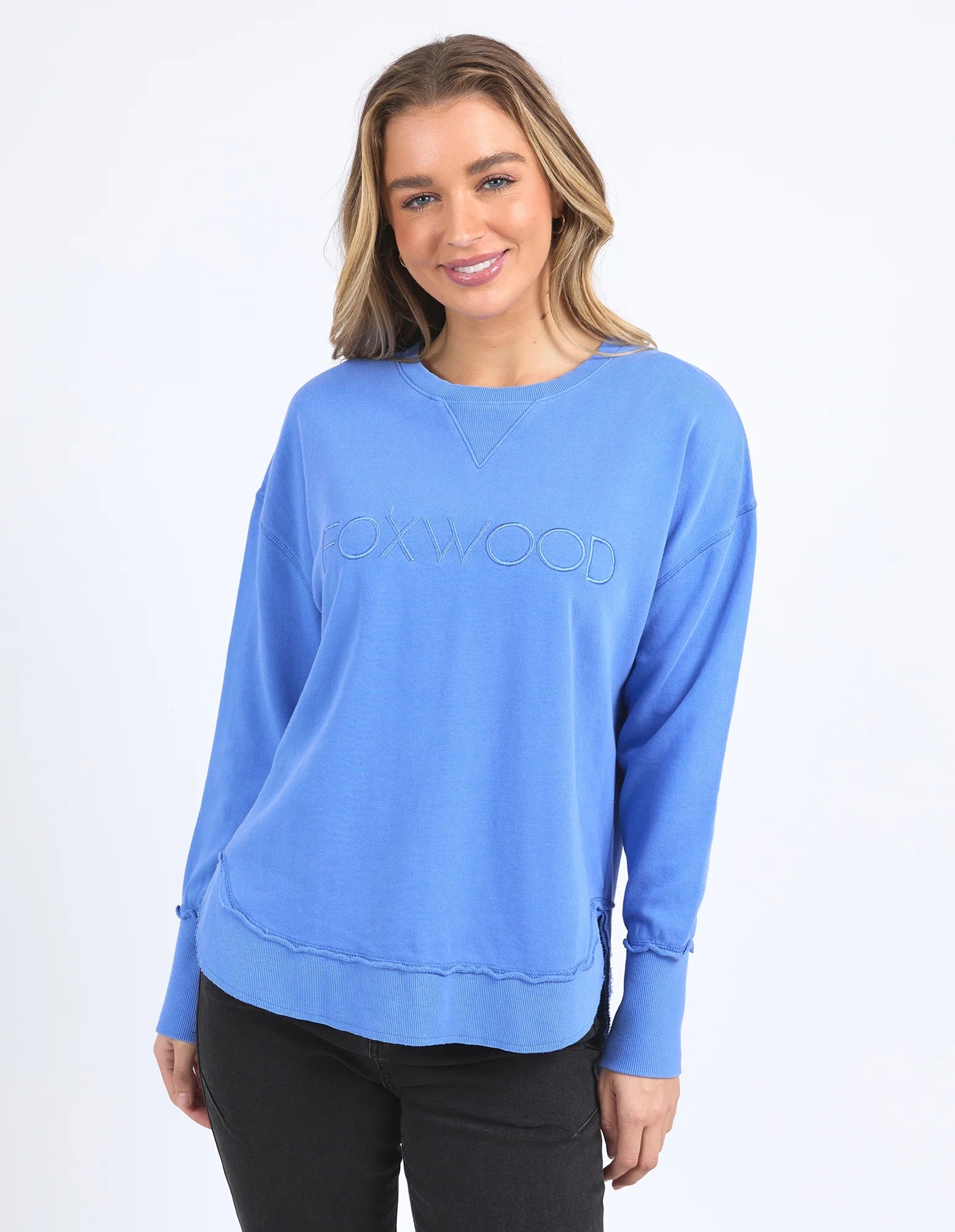 Cobalt Blue Simplified Crew Neck Jumper by Foxwood.