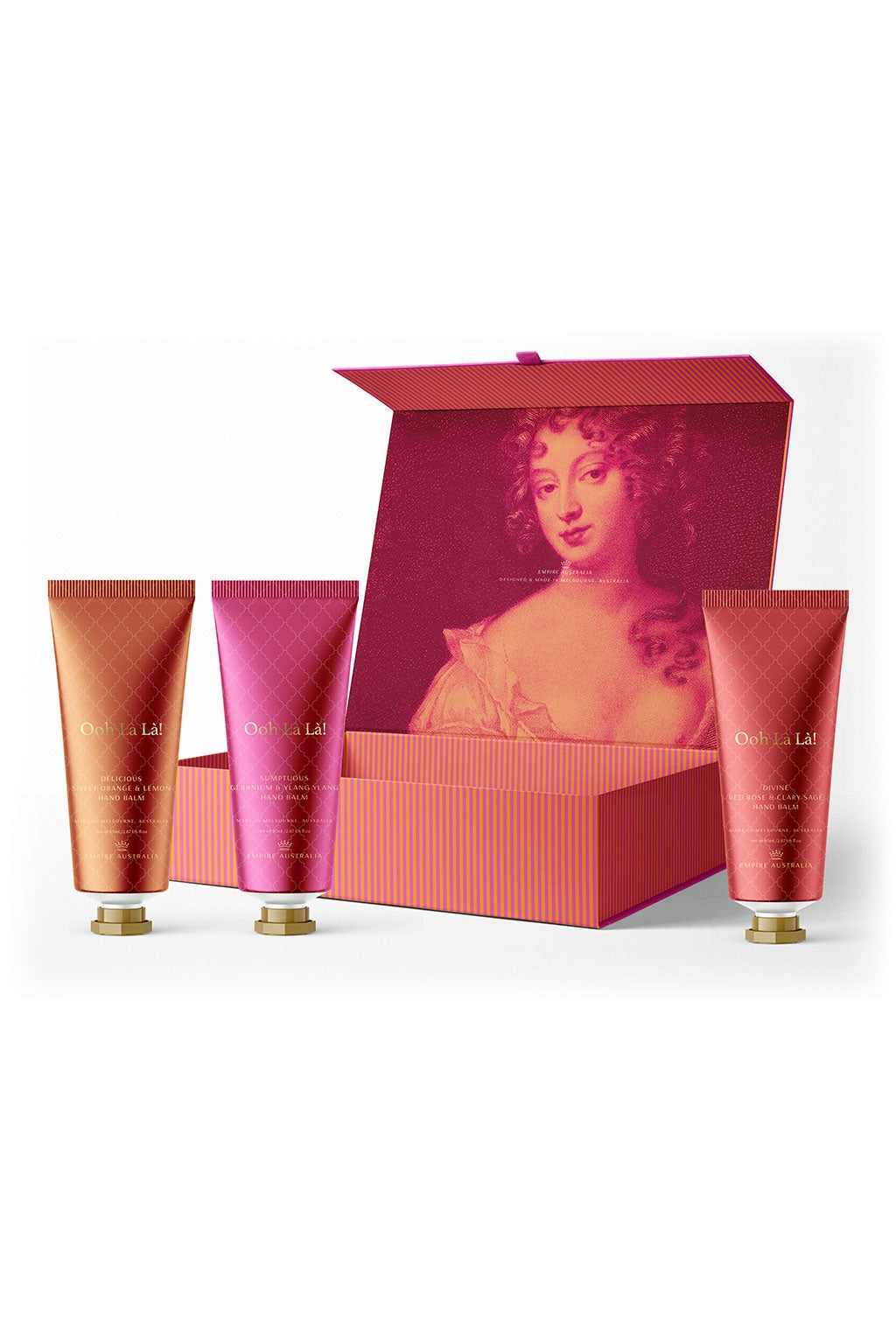 Gift Set Pack Box Hand balm cream from Empire. Sweet orange & Lemon, rose & Sage, Geranium & Ylang