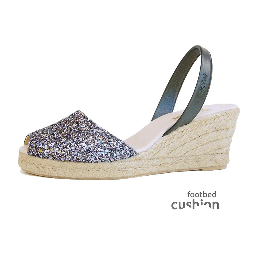 Lluna Glitter Slingback Wedges