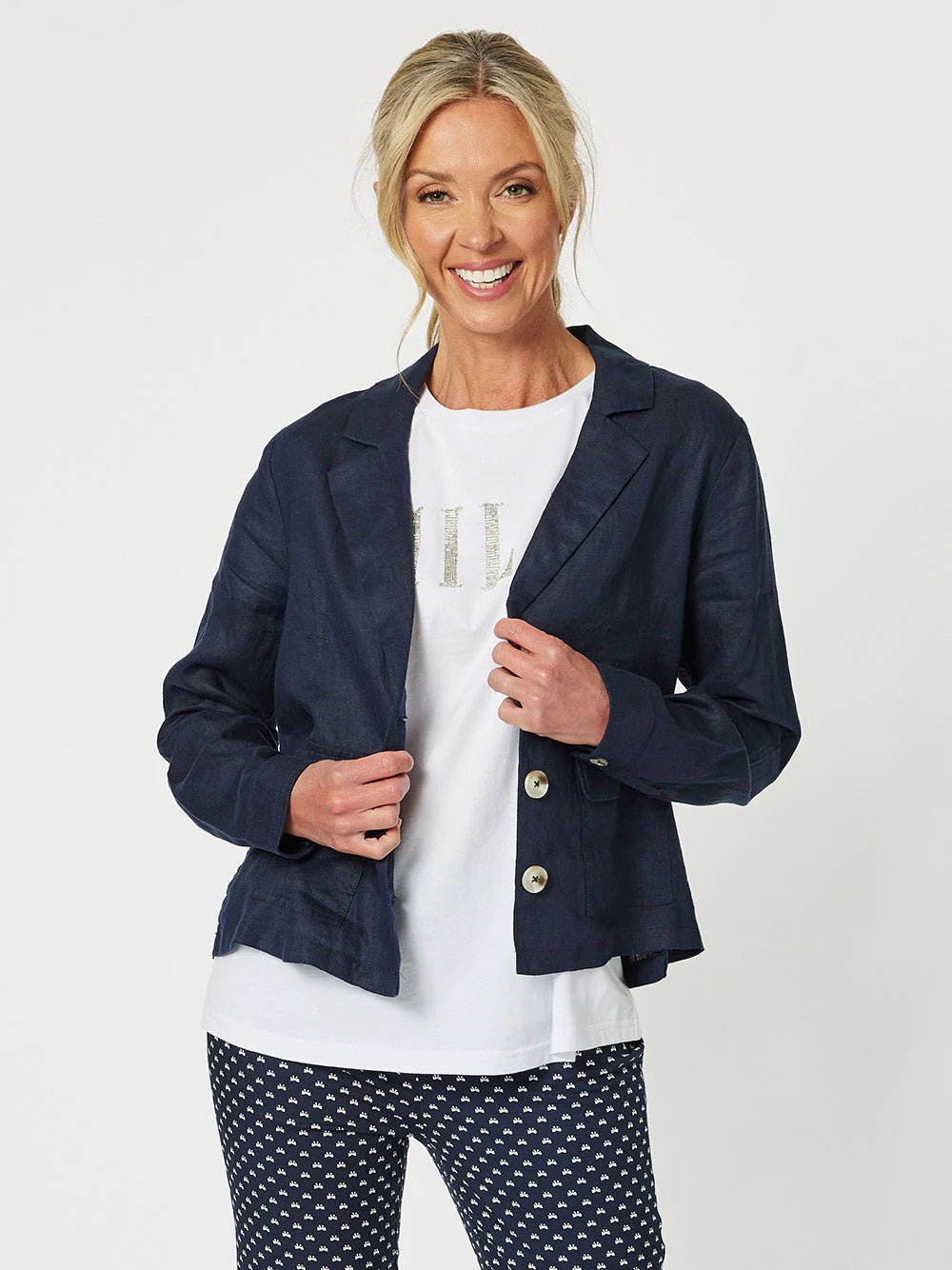 Danielle Cropped Linen Blazer