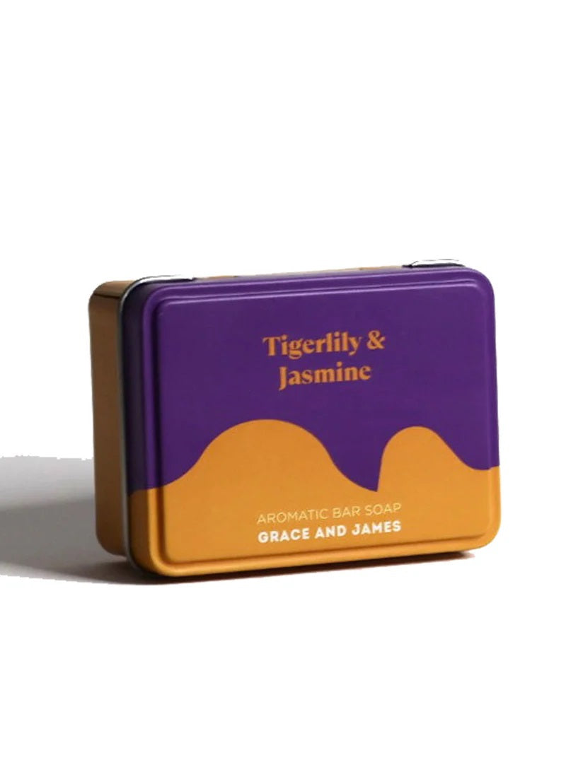 Tigerlily & Jasmine  an Aromatic Bar of Soap in Tin by Grace & James.