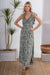 Cienna Syrena Sleeveless Maxi Wrap Dress in Green Red & Gold 