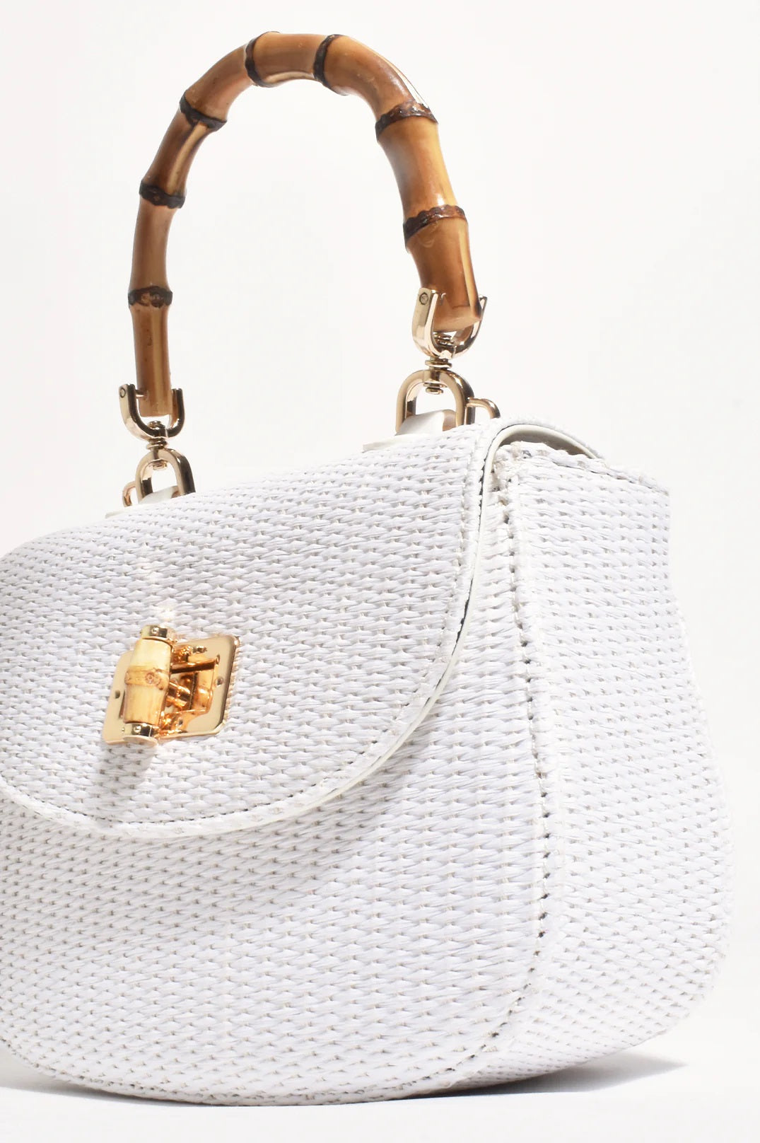 Marissa Woven Bamboo Curved Mini Bag