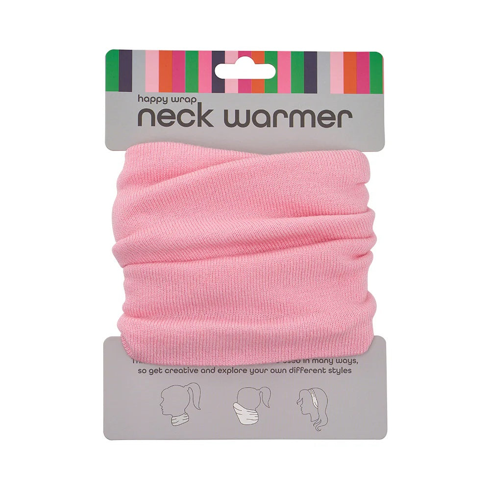 Pink Happy Wrap Neck Warmer Snood and head band by Annabel Trends.