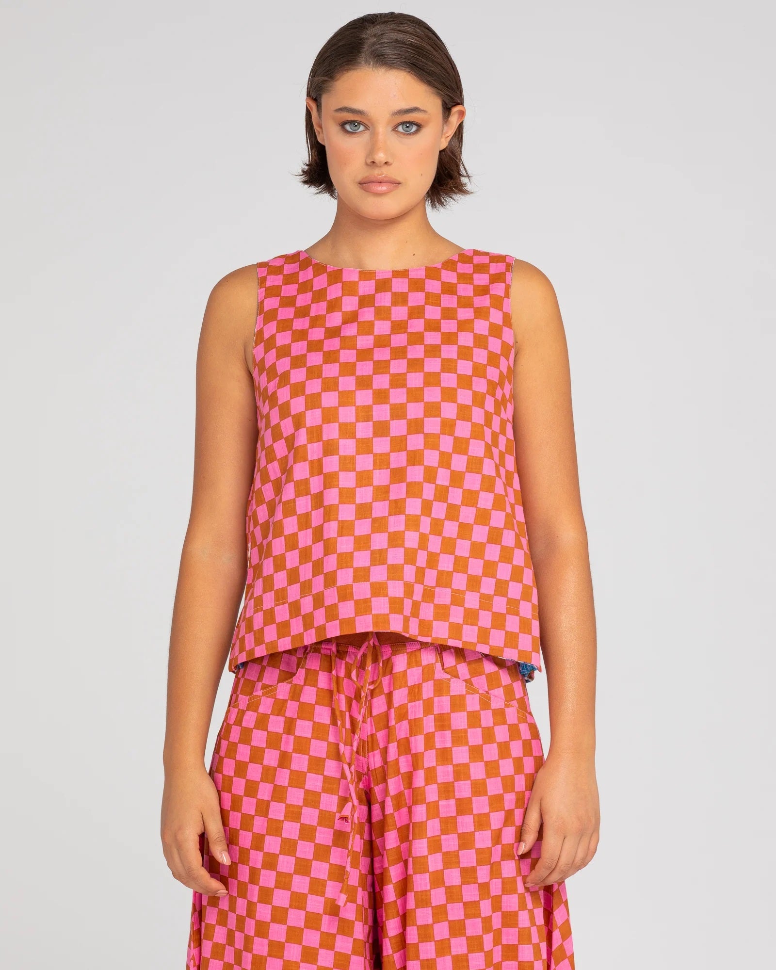 Boom Shankar Reversible Sleeveless Hara Top in Mimi / Maui prints.